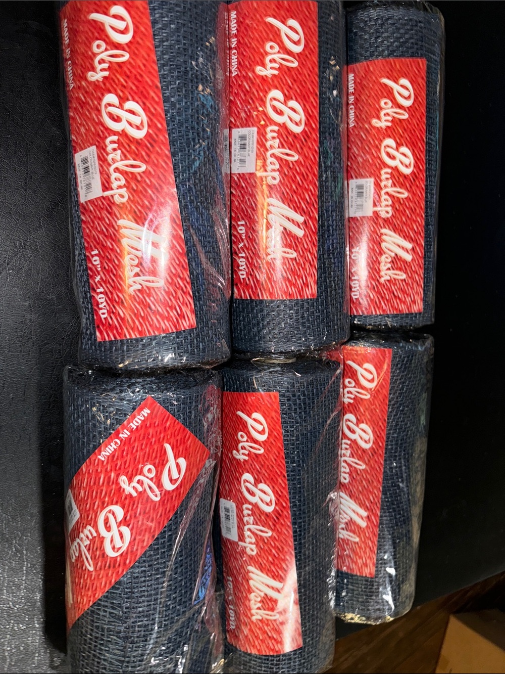 Deco mesh new lot of 6 Navy Blue poly burlap #10